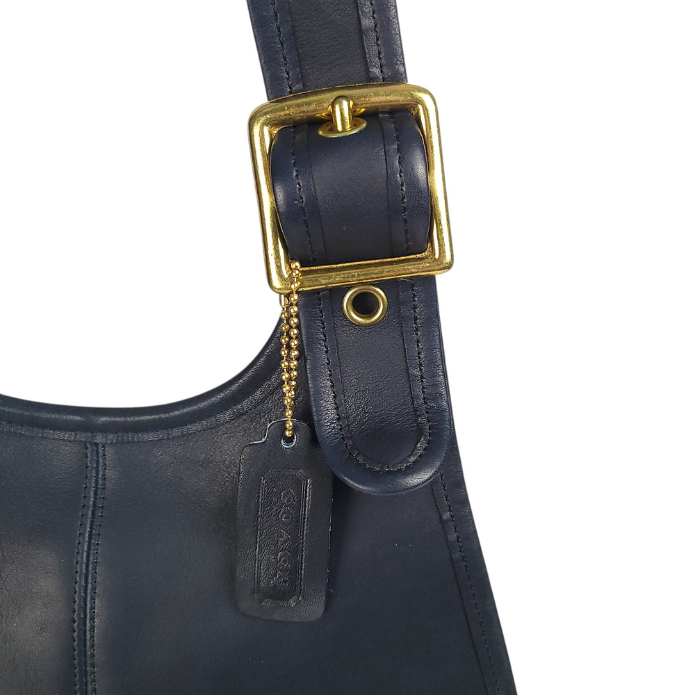 COACH Vintage Crescent Saddle Shoulder Bag 9235 NYC Navy Blue Leather Turn Lock - Picture 4 of 15